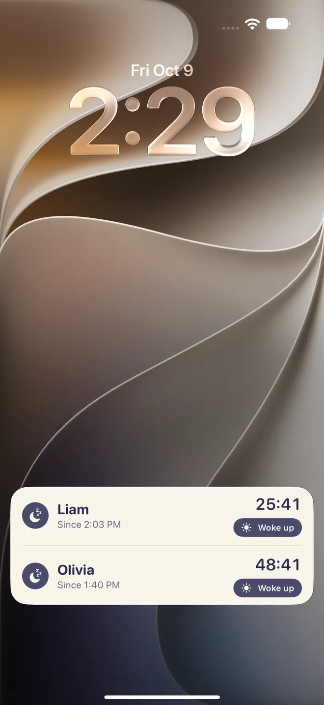 Lock Screen with the sleep timers of two siblings.