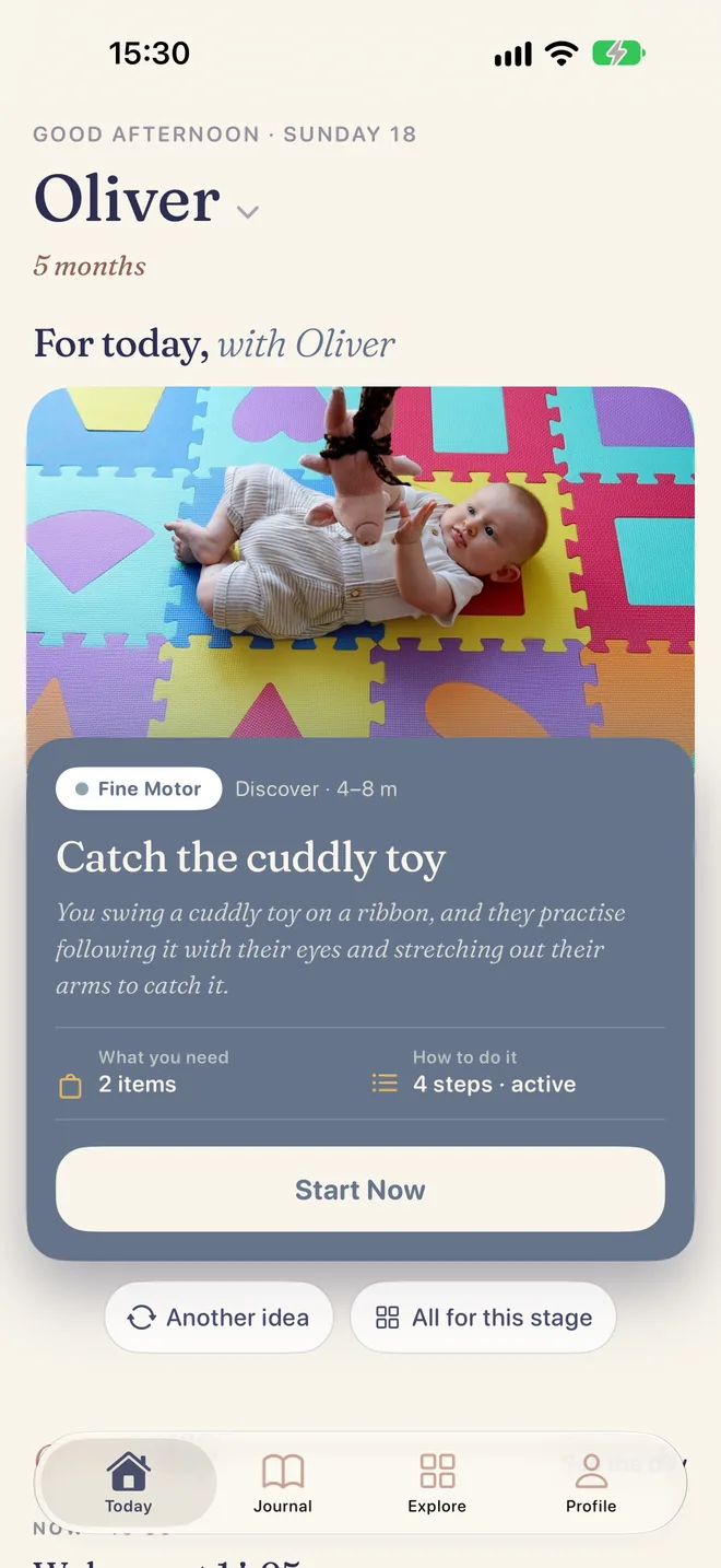 PapaKoala's Today screen with the suggested activity.